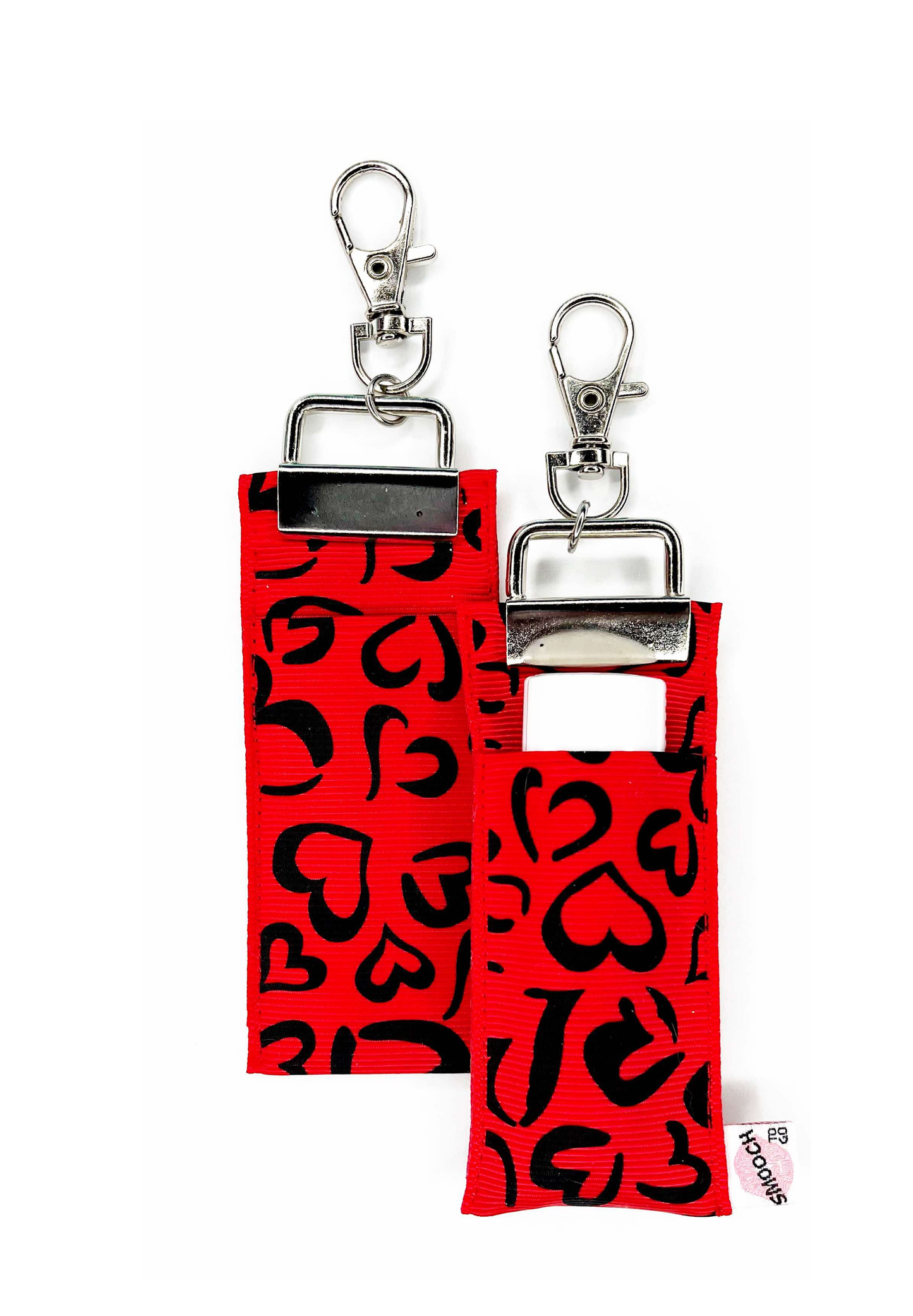 Valentine Red/Black Hearts - Lip Balm Holder (Single)