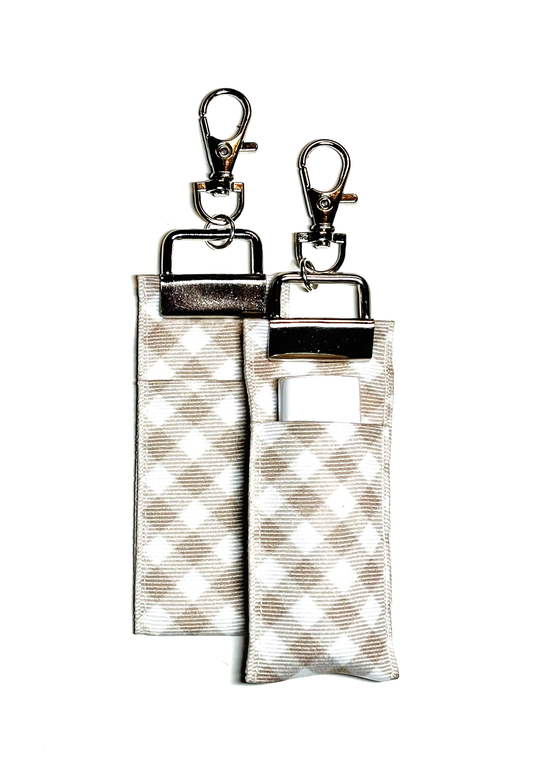 Gingham - Tan - Lip Balm Holder (Single)