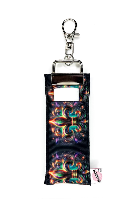 Mardi Gras - Fleur de Lis on Black - Lip Balm Holder