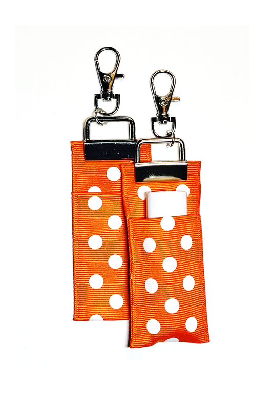 Polka Dot - Orange - Lip Balm Holder (Single)