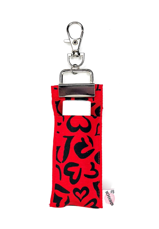 Valentine Red/Black Hearts - Lip Balm Holder